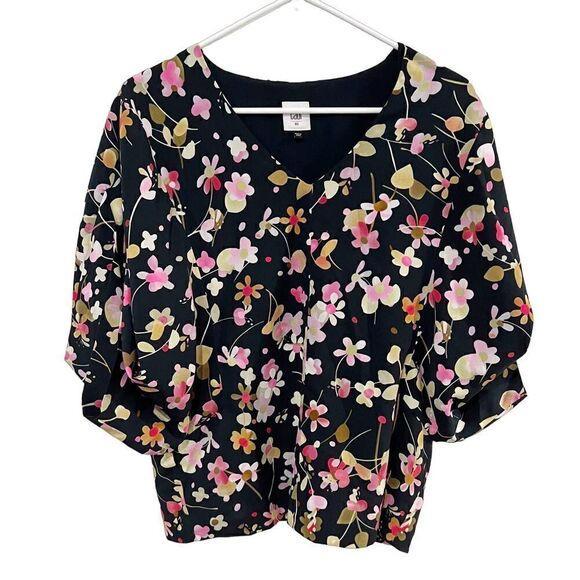 CAbi 3695 Charm Blouse Floral Print Short Sleeve Blouse Size XS - Picture 1 of 4